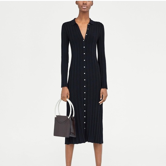 zara knit dress with buttons